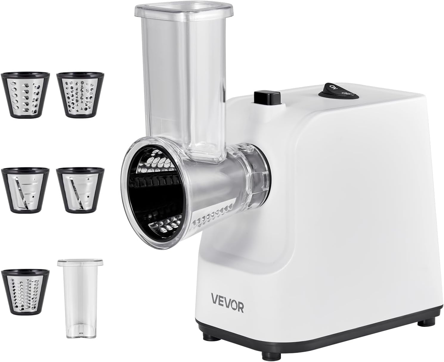 Electric Cheese Grater Salad Maker, 200W Salad Shooter, Electric Vegetable Slicer Shredder Chopper for Fruits with 5 Attachments, Stainless Steel Food Cutter for Vegetables, and Cheeses