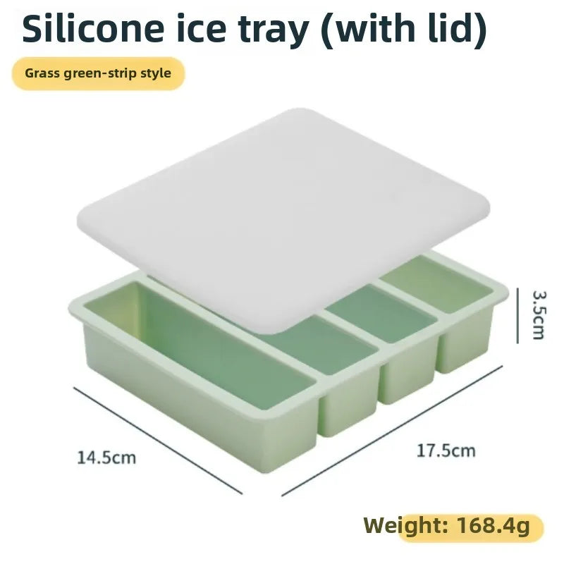 1Pc Silicone Freezer Tray with Lid - Durable Kitchen Storage for Soup, Broth & Sauces - Stackable Food Prep Container