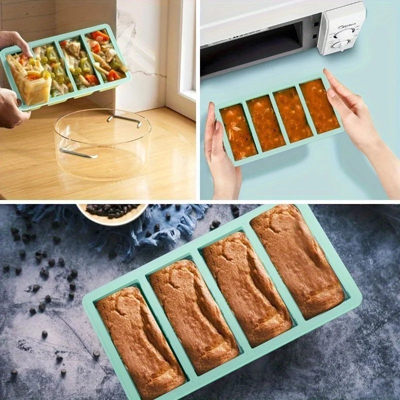 1Pc Silicone Freezer Tray with Lid - Durable Kitchen Storage for Soup, Broth & Sauces - Stackable Food Prep Container