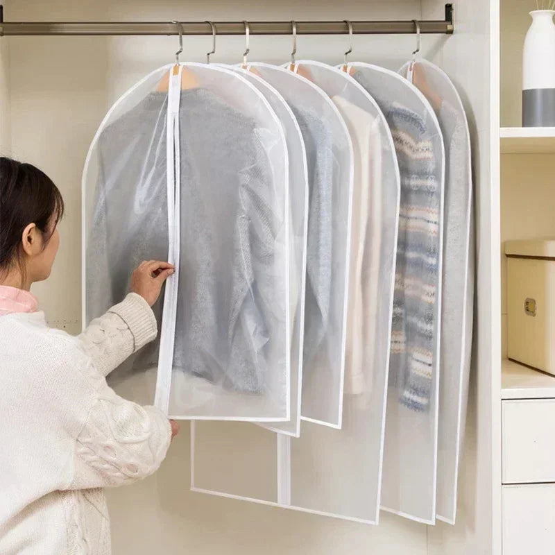 1-5PCS Clothes Hanging Dust Cover Wedding Dress Cover Suit Coat Storage Bag Transparent Fully Enclosed Clothes Cover with Zipper