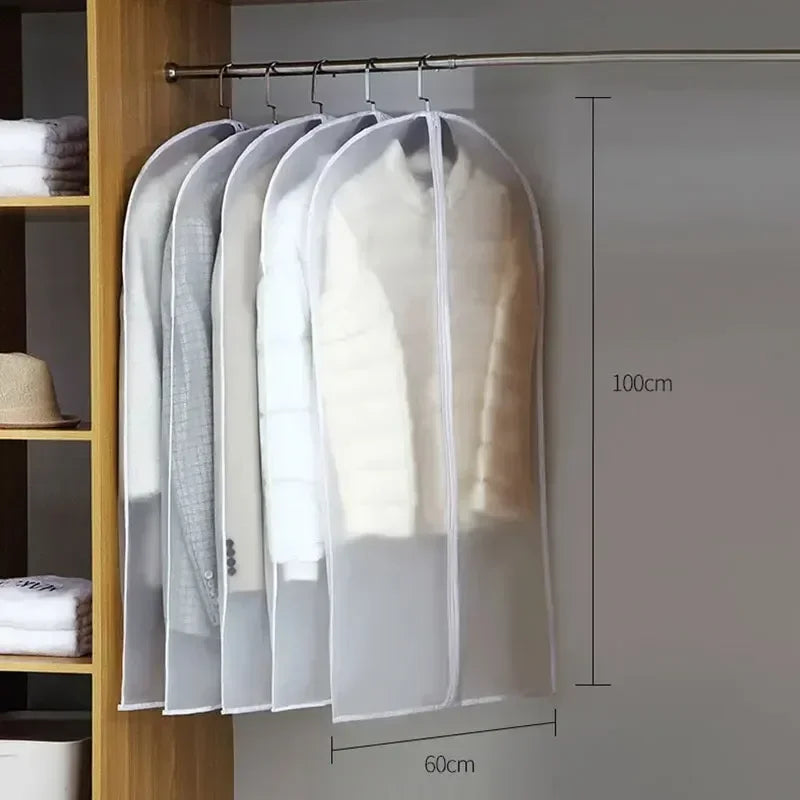 1-5PCS Clothes Hanging Dust Cover Wedding Dress Cover Suit Coat Storage Bag Transparent Fully Enclosed Clothes Cover with Zipper