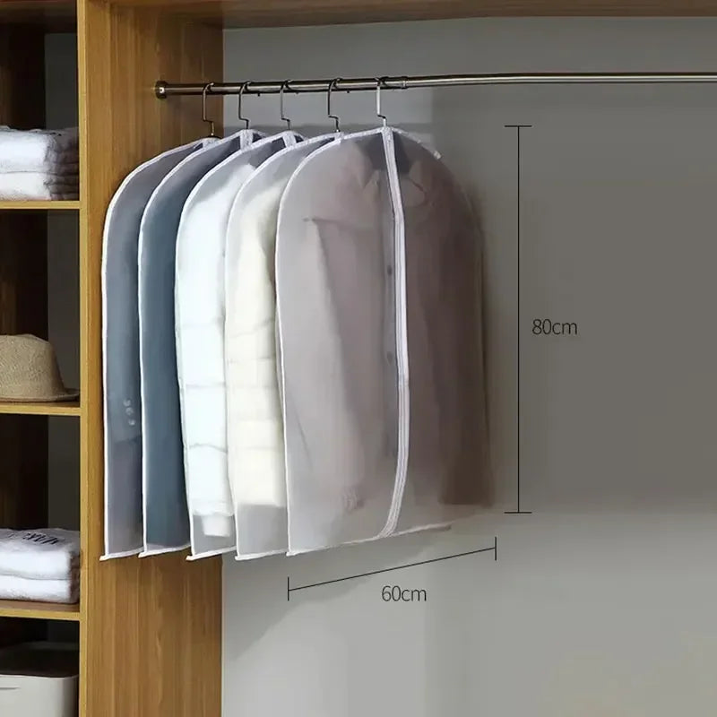 1-5PCS Clothes Hanging Dust Cover Wedding Dress Cover Suit Coat Storage Bag Transparent Fully Enclosed Clothes Cover with Zipper