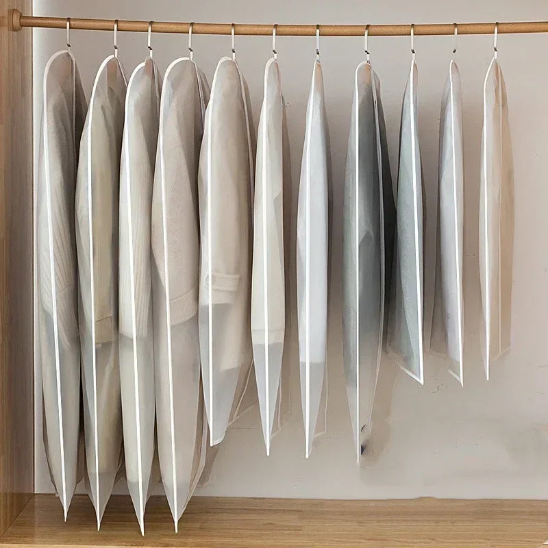 1-5PCS Clothes Hanging Dust Cover Wedding Dress Cover Suit Coat Storage Bag Transparent Fully Enclosed Clothes Cover with Zipper