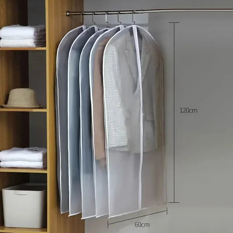1-5PCS Clothes Hanging Dust Cover Wedding Dress Cover Suit Coat Storage Bag Transparent Fully Enclosed Clothes Cover with Zipper