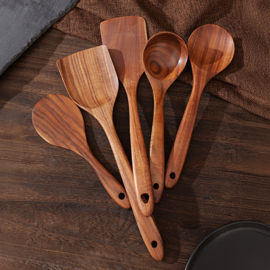 TeakCraft Pro – Natural Teak Kitchen Utensil Set