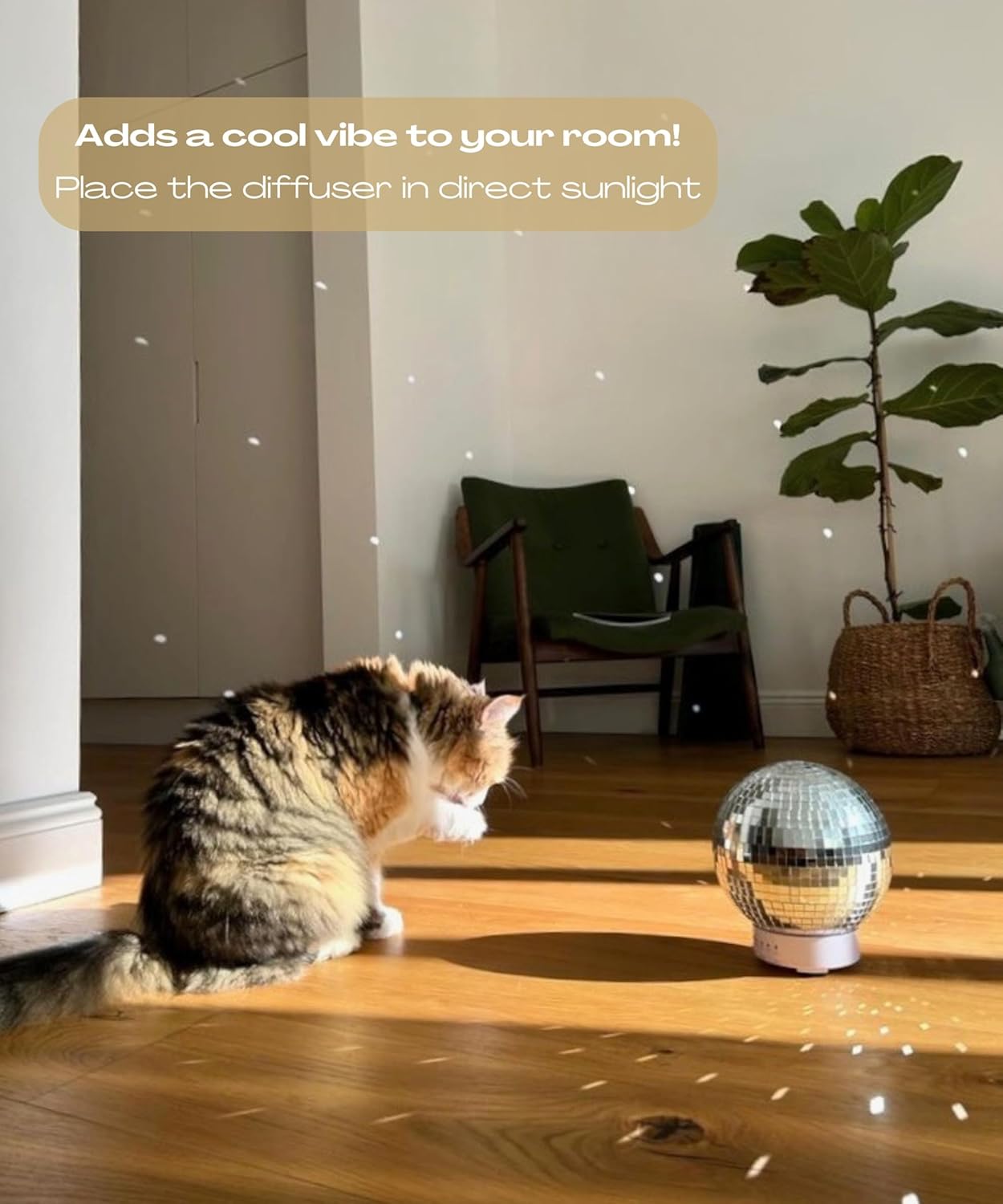 Mirror Ball Diffuser – Reflective Disco Ball Essential Oil Diffuser Spinning with 14 Color-Changing Night Lights | Misting Modes & Timer Modes | Cute Disco Ball Diffuser for Home