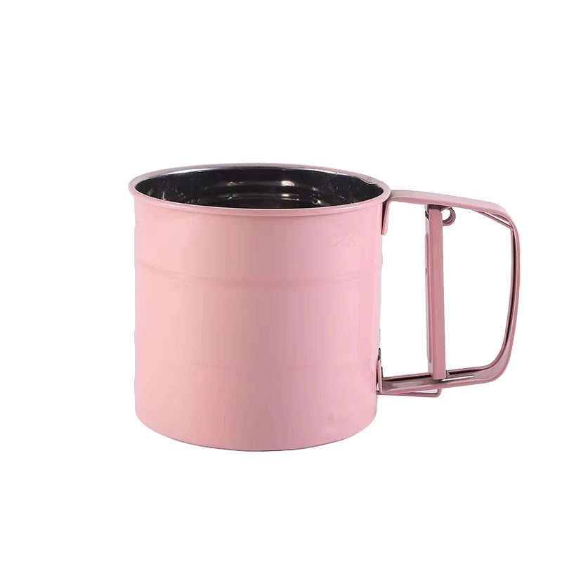 Stainless Steel Flour Sieve Handheld Semiautomatic Flour Sieve Hand Pressed Flour Sieve Sugar Sieve Baking Tool Flour Sieve