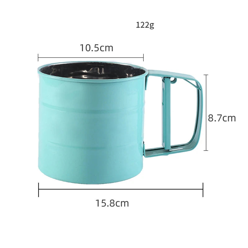 Stainless Steel Flour Sieve Handheld Semiautomatic Flour Sieve Hand Pressed Flour Sieve Sugar Sieve Baking Tool Flour Sieve