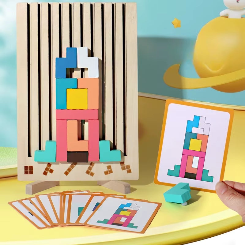 3D Wooden Puzzle, Building Blocks, Puzzle Game, Baby Logic Training Puzzle Toys, Parent-Child Interactive Games
