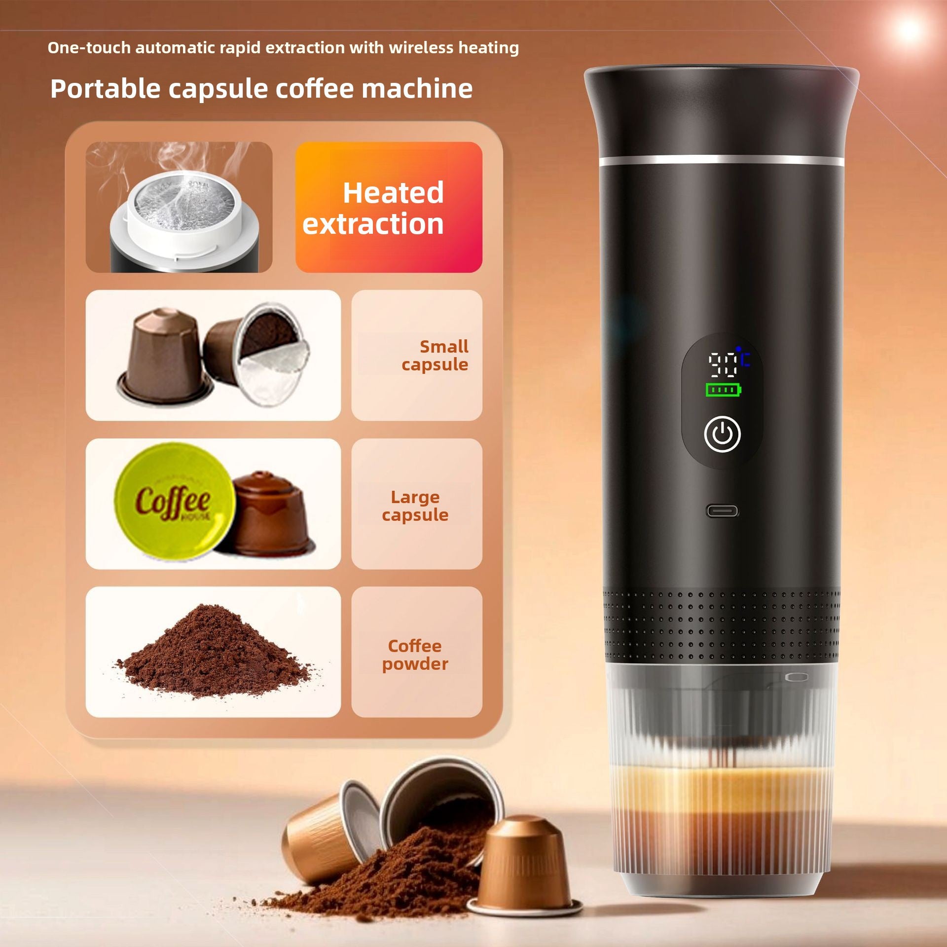 Portable Electric Espresso Coffee Machine with Pump Pressure