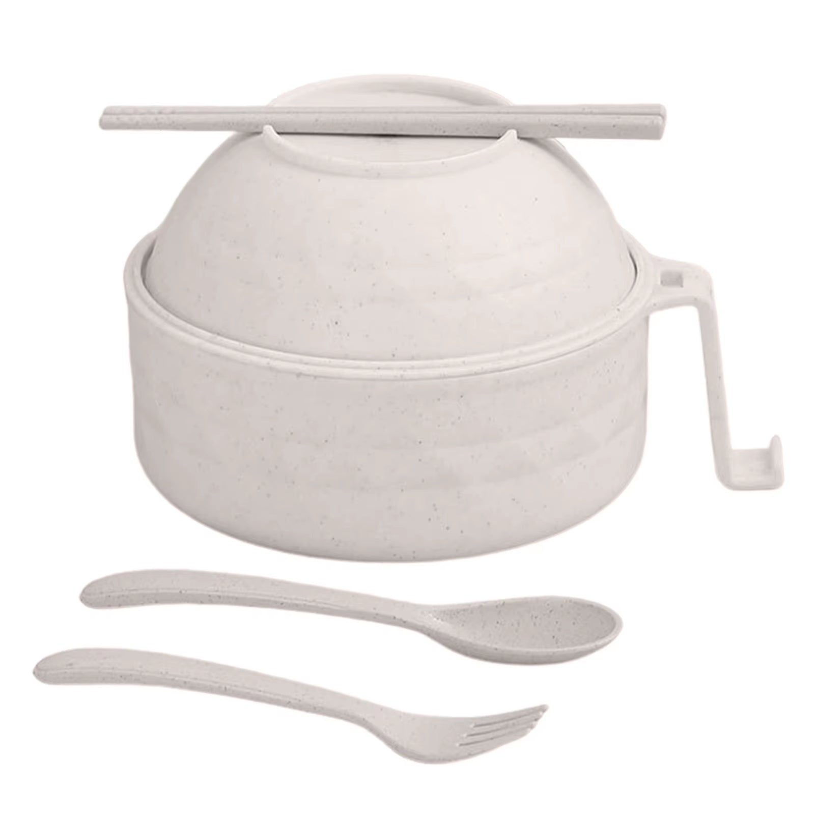 Microwave Ramen Bowl Cooker Set Wheat Straw Instant Noodles Bowl Handles,Ramen Noodle Cooker with Spoon Chopsticks Fork Camping