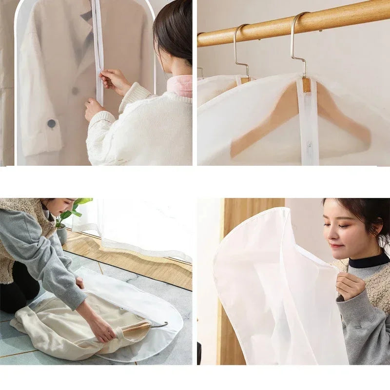 1-5PCS Clothes Hanging Dust Cover Wedding Dress Cover Suit Coat Storage Bag Transparent Fully Enclosed Clothes Cover with Zipper