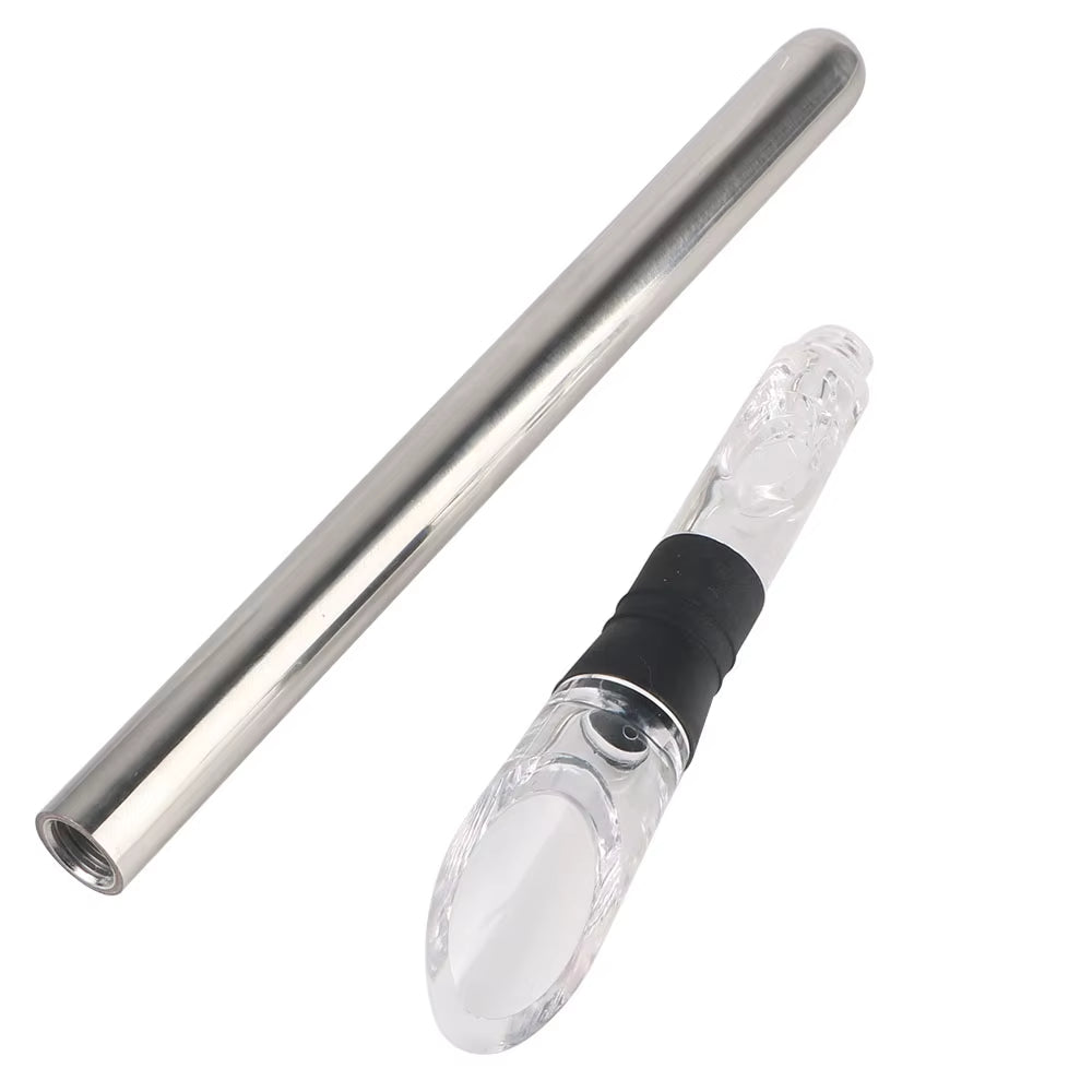 Chill in Style: 4-in-1 Stainless Steel Ice Wine Cooler Set with Pourer, Stopper, and Cutter