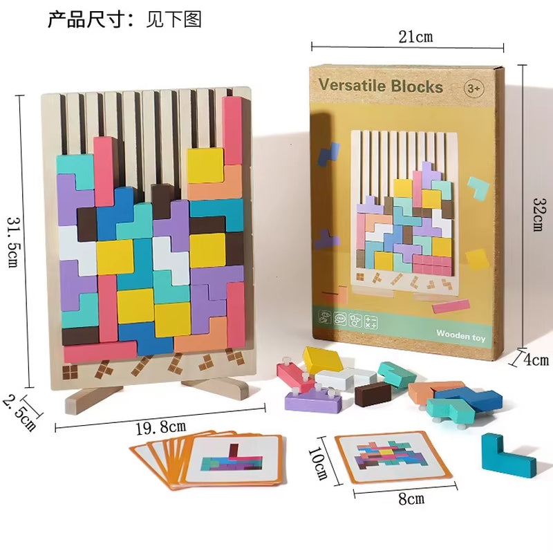 3D Wooden Puzzle, Building Blocks, Puzzle Game, Baby Logic Training Puzzle Toys, Parent-Child Interactive Games